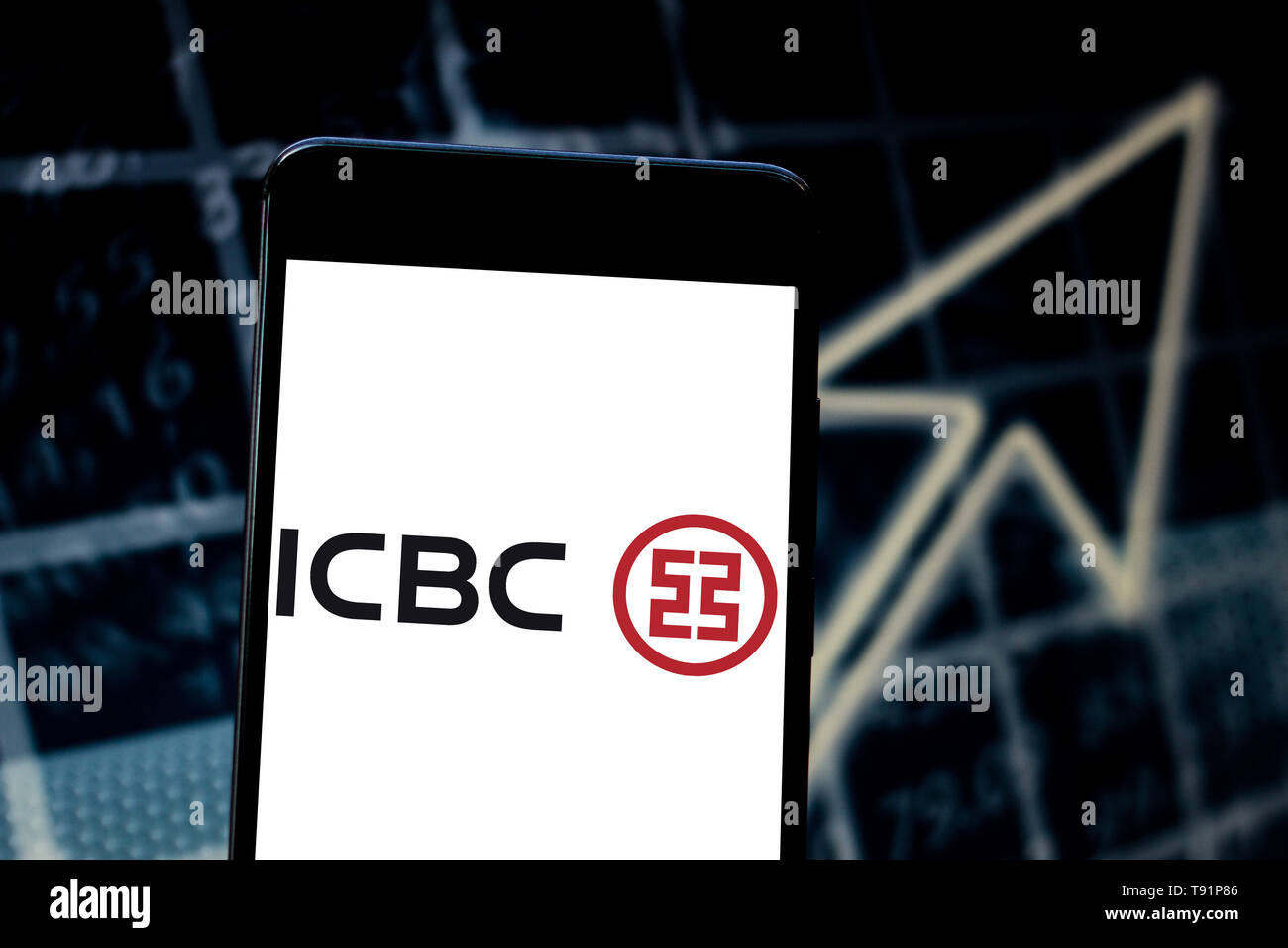 14 mai 2019 - GlÃ³Ria de Dourados, Mato Grosso do Sul, Brésil - Sur cette photo, l'illustration la Banque industrielle et commerciale de Chine (ICBC) logo vu affichée sur un smartphone. Credit : Rafael Henrique/SOPA Images/ZUMA/Alamy Fil Live News Banque D'Images