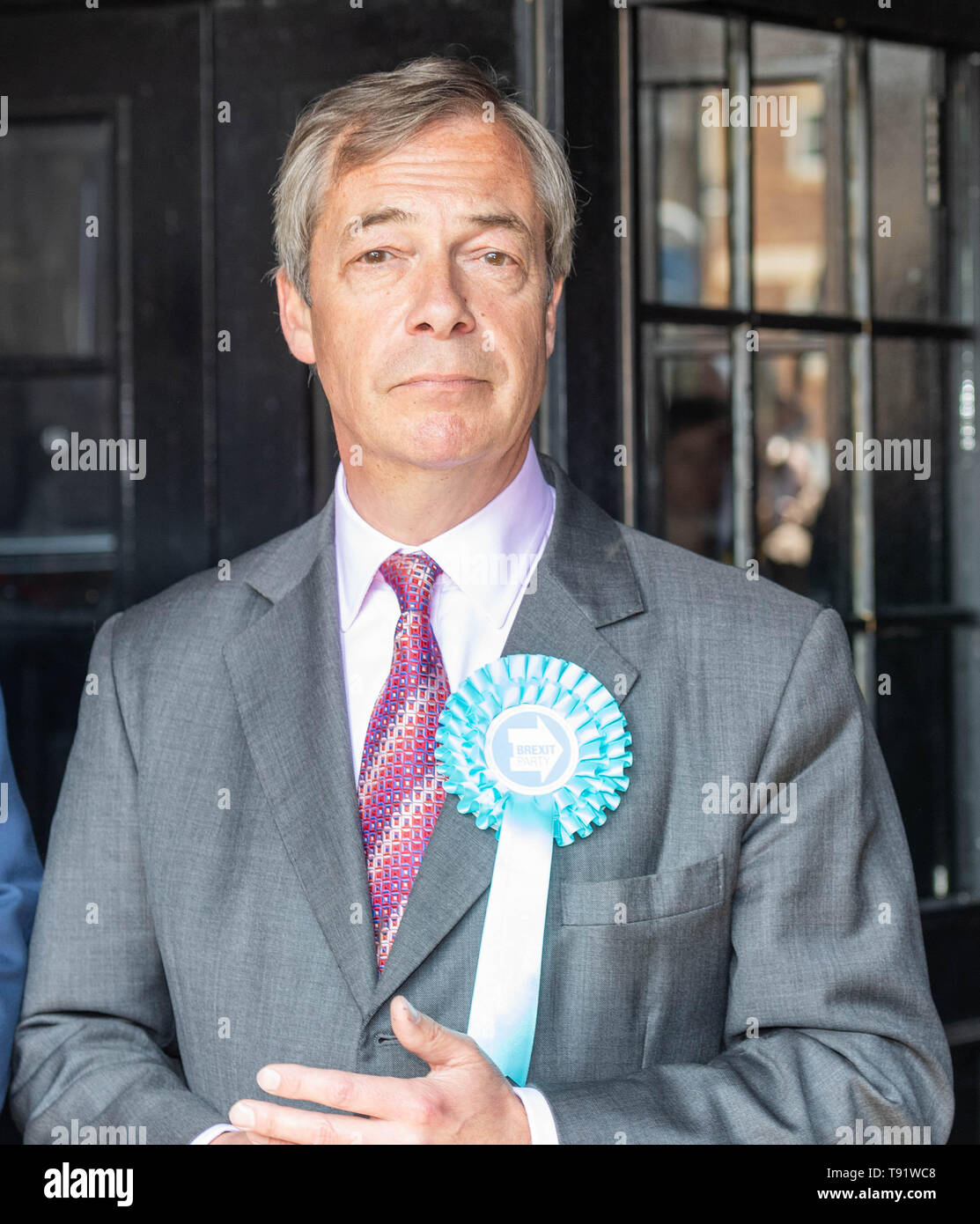 Brentwood, Essex, Royaume-Uni. 16 mai 2019. 16 mai 2019 Nigel Farage du Brexit parti parle à un meeting électoral de l'Euro à la Cabane à sucre TOWIE, Brentwood, Essex, Royaume-Uni. 16 mai 2019. Crédit : Ian Davidson/Alamy Live News Banque D'Images