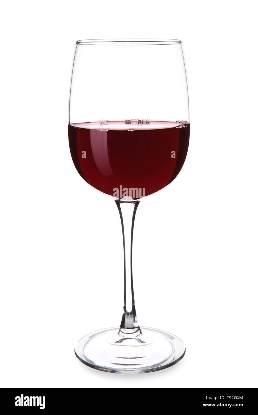 Verre de vin rouge sur fond blanc Banque D'Images