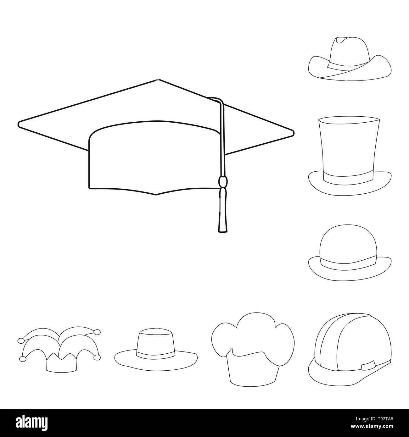 Vector design de coiffures et napper d'un logo. Ensemble de couvre-chef et le casque de l'icône vecteur pour stock. Illustration de Vecteur