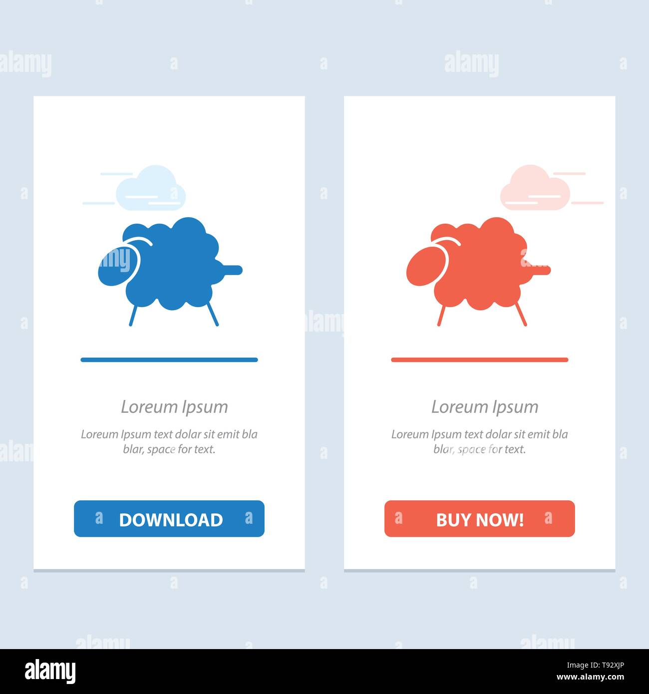 Agneau, mouton, laine, bleu et rouge de Pâques Téléchargez et achetez Widget web Modèle de carte Illustration de Vecteur