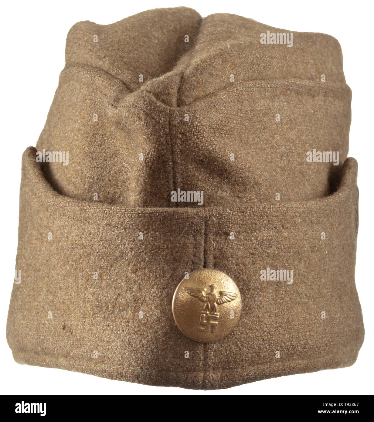 Un chiffchen» «la fatigue pour les membres de l'Ordensburgen laine de couleur olive, BeVo-tissé partie aigle sur un triangle marron, boutons, parti cap brun foncé. Peu de signes d'utilisation., historique, historique du 20e siècle, Additional-Rights Clearance-Info-Not-Available- Banque D'Images