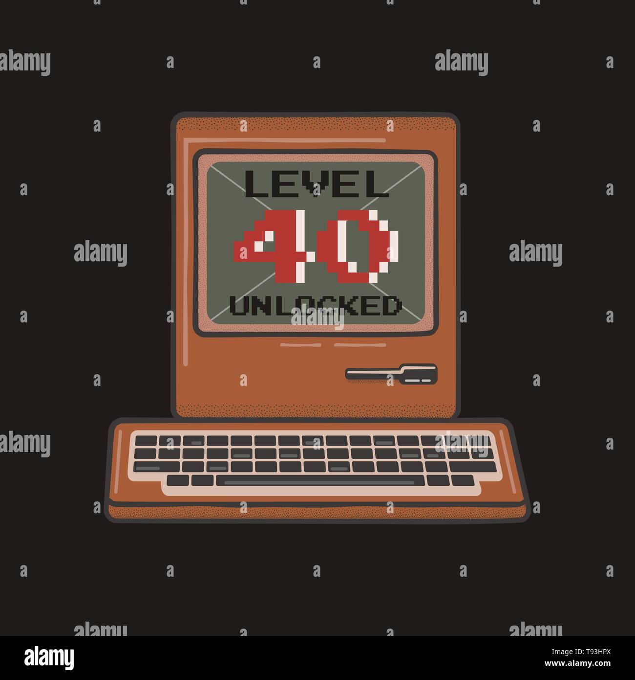 Heureux 40e Anniversaire Design Graphic Tee Pour T Shirts Affiches Estampes Jeux Video Retro Controller Et Devis Niveau 40 Deverrouille Drole Illustration Image Vectorielle Stock Alamy