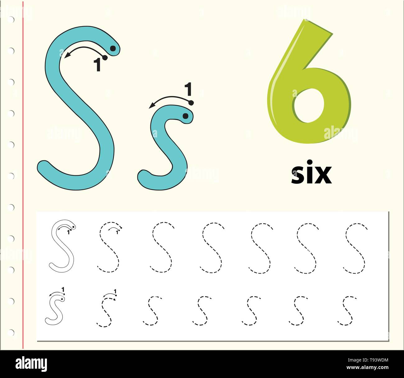 S lettre alphabet traçage illustration feuilles Illustration de Vecteur