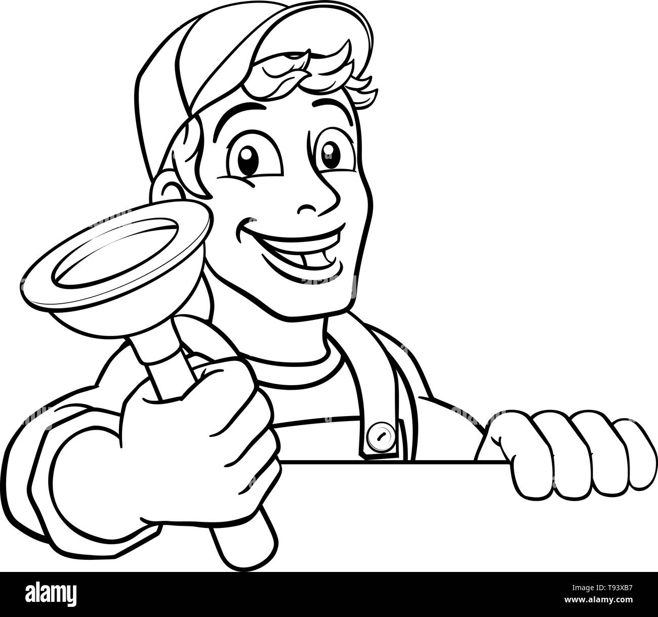 Plombier Plomberie bricoleur plongeur vidange Cartoon Illustration de Vecteur