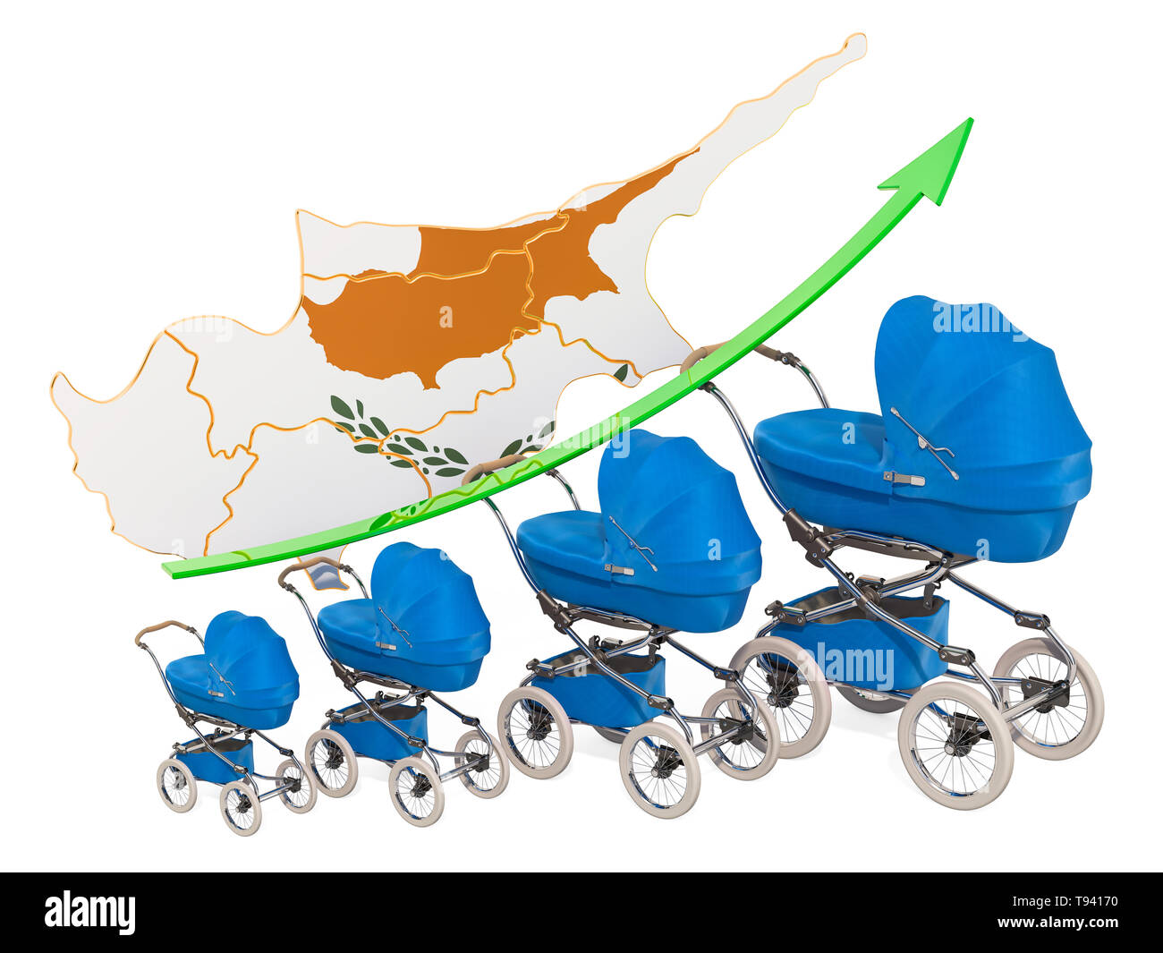 Taux de natalité croissante à Chypre, concept. Le rendu 3D isolé sur fond blanc Banque D'Images