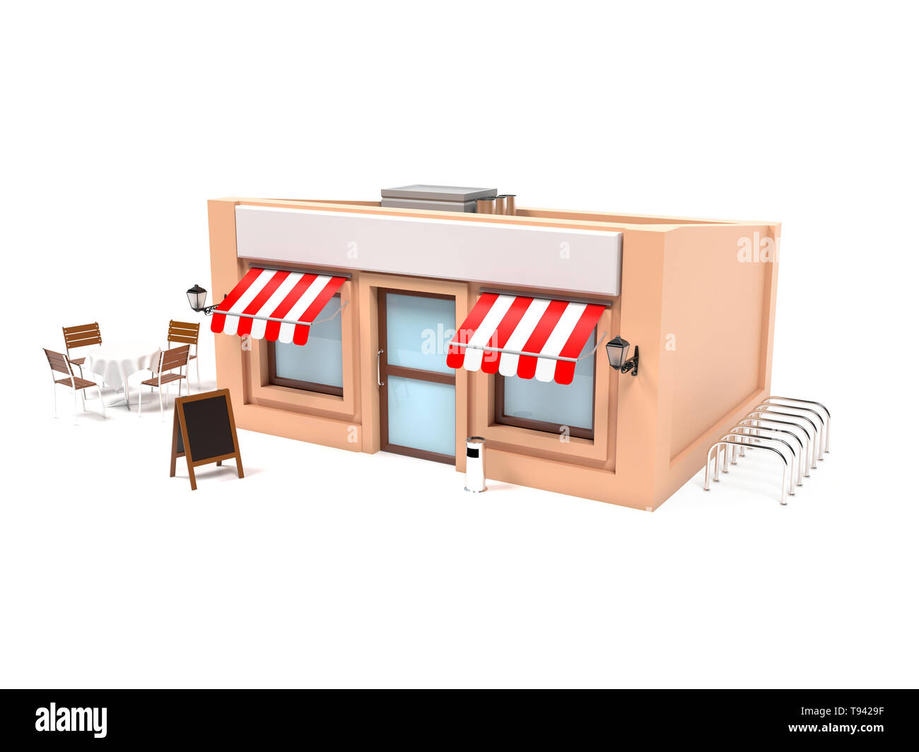 Market store design extérieur complet. Le rendu 3d illustration Banque D'Images