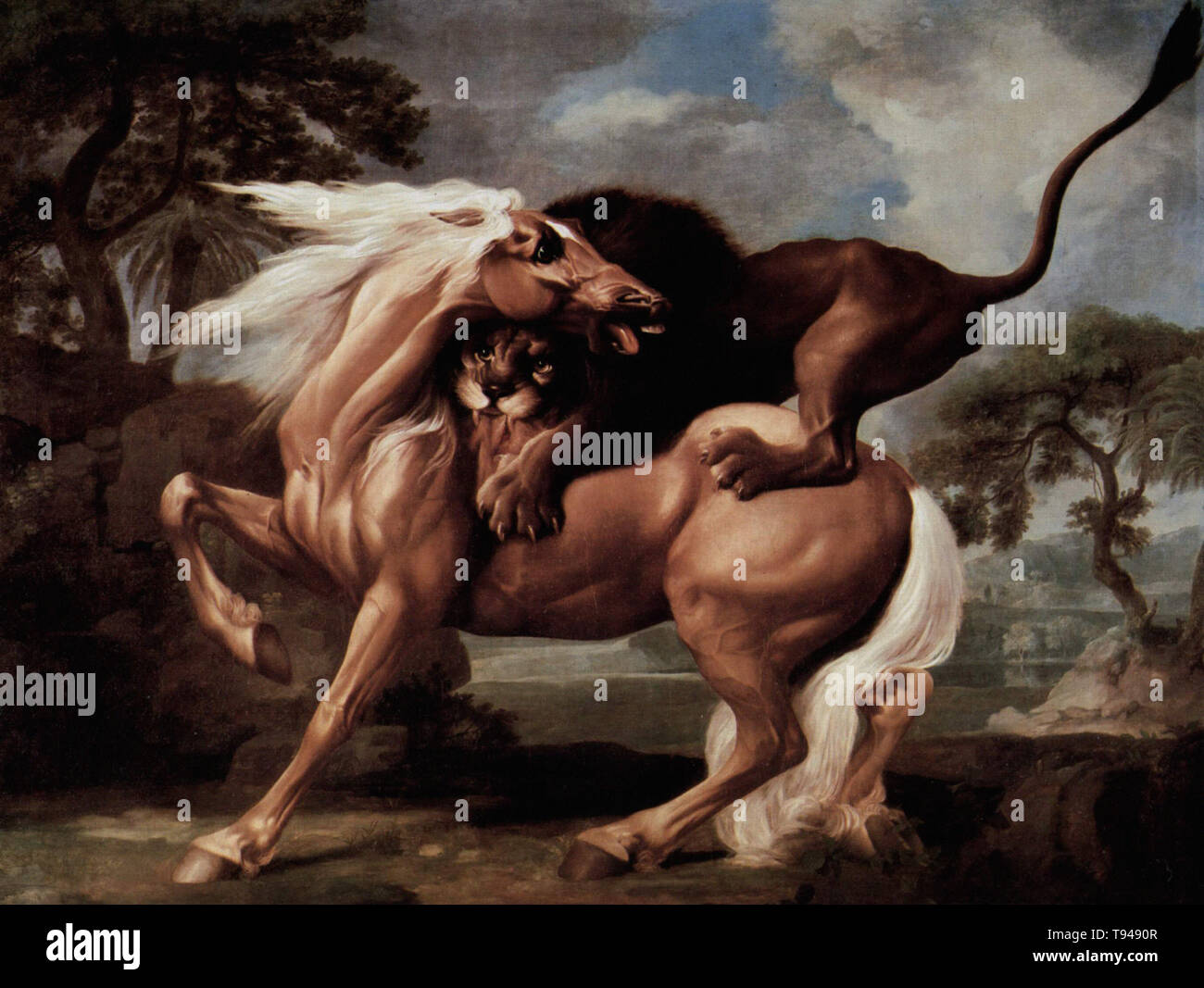 George Stubbs - cheval attaqué lion c 1762 Banque D'Images