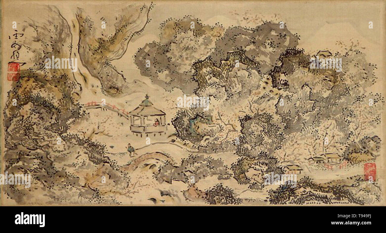 Pas d'Ike taïga - paysage avec défilement pendaison pavilion 1750 Banque D'Images