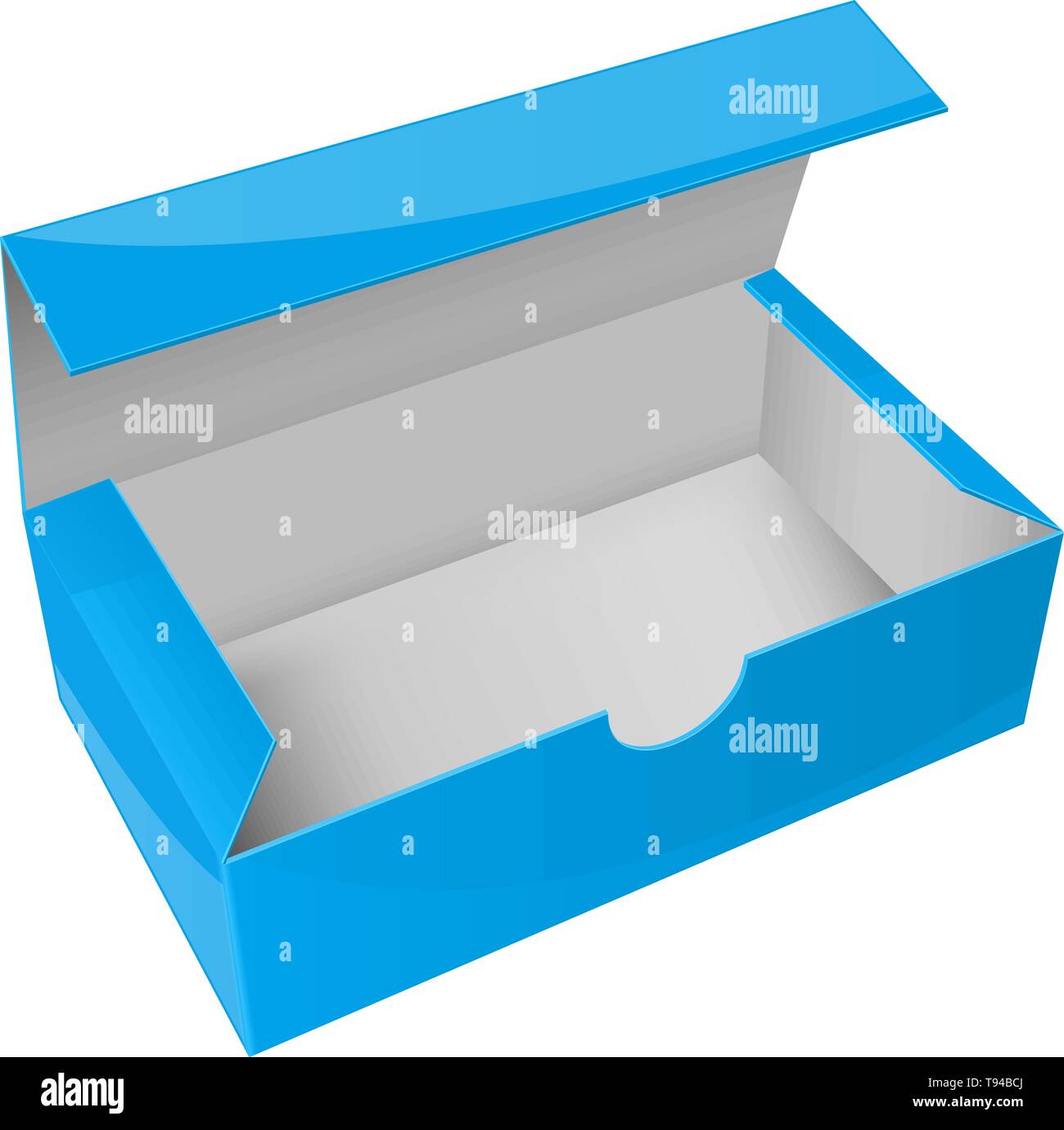 Boîte de papier bleu. Ouvrez l'emballage vide Illustration de Vecteur