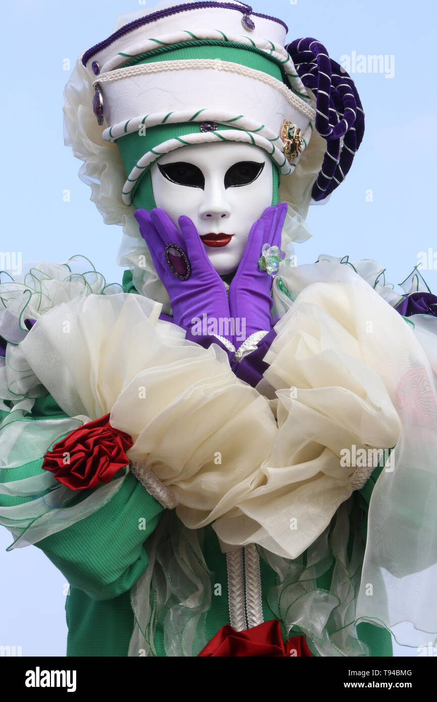 Masque vénitien : larve ou molto. Carnaval Vénitien Photo Stock 