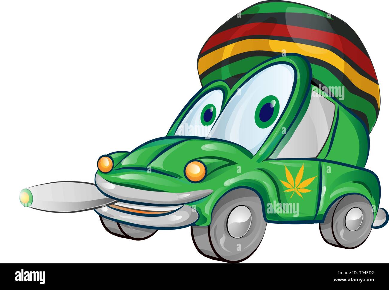 Dessin animé voiture jamaïcaine isolé sur fond blanc Illustration de Vecteur