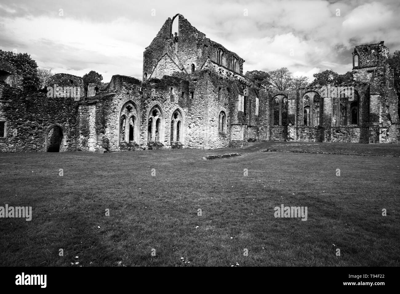 Image en noir et blanc de l'abbaye cistercienne à Netley, Southampton, UK qui date du 13e siècle Banque D'Images