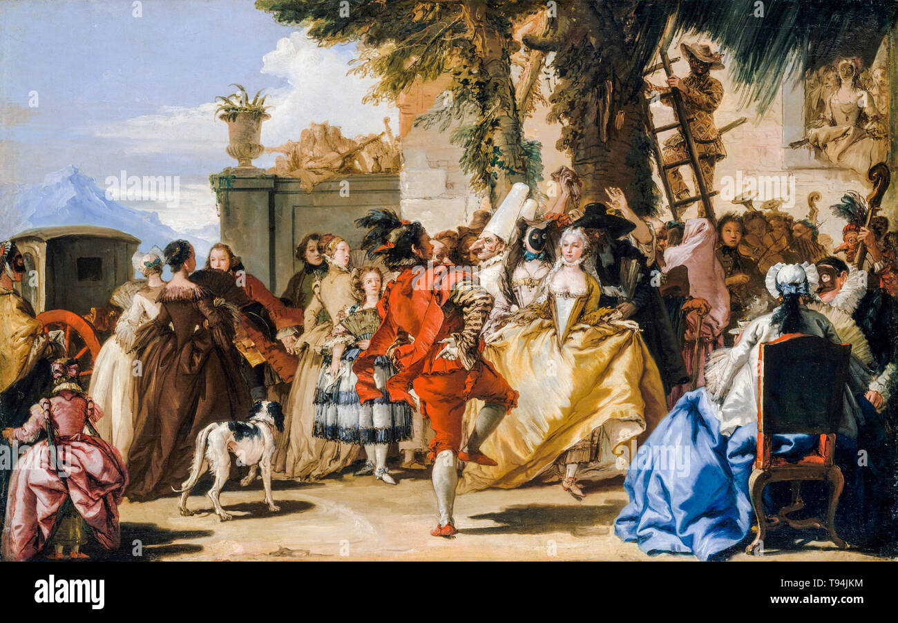 Une danse dans le pays, la peinture de Giovanni Domenico Tiepolo, ch. 1755 Banque D'Images