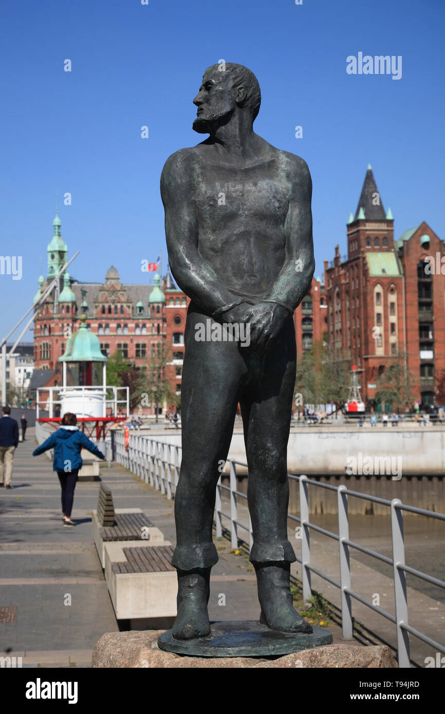 Störtebecker-monument, HafenCity, Hambourg, Allemagne, Europe Banque D'Images