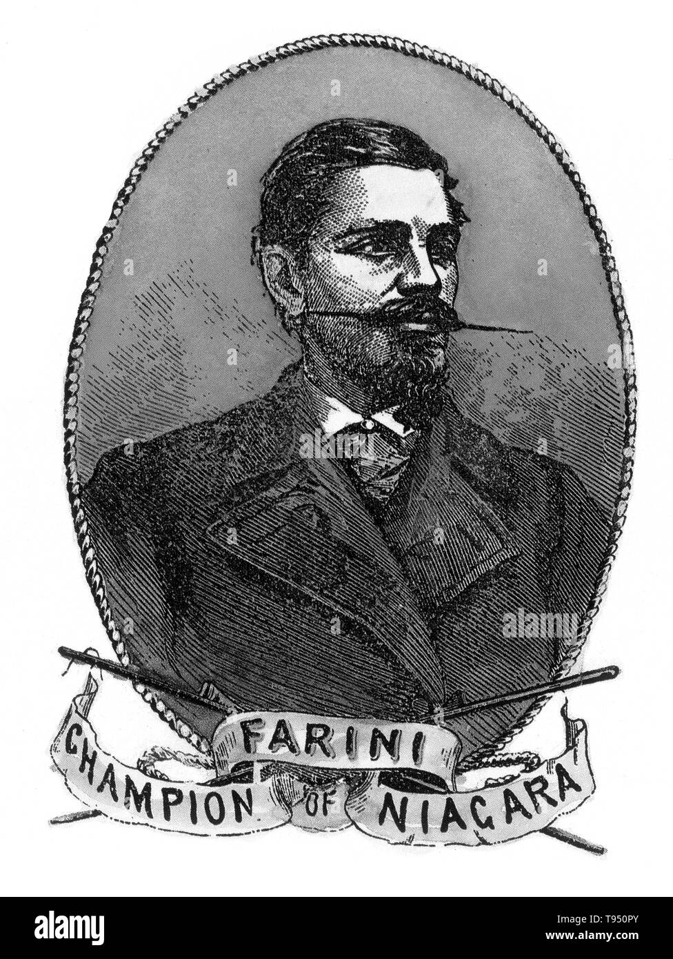 William Leonard Hunt (10 juin 1838 - 17 janvier 1929) était un funambulist, entrepreneur de spectacles et de l'inventeur, ainsi que le premier homme blanc à traverser le désert du Kalahari à pied et survivre. Il a fait sa plus célèbre funambule performances à Niagara Falls au cours de 1860, à compter du 15 août. Ses exploits inclus traversant un fil avec un homme sur son dos ou avec un sac sur son corps entier, en tournant la culbute pendant que sur la corde, et pendu à elle par ses pieds. Banque D'Images