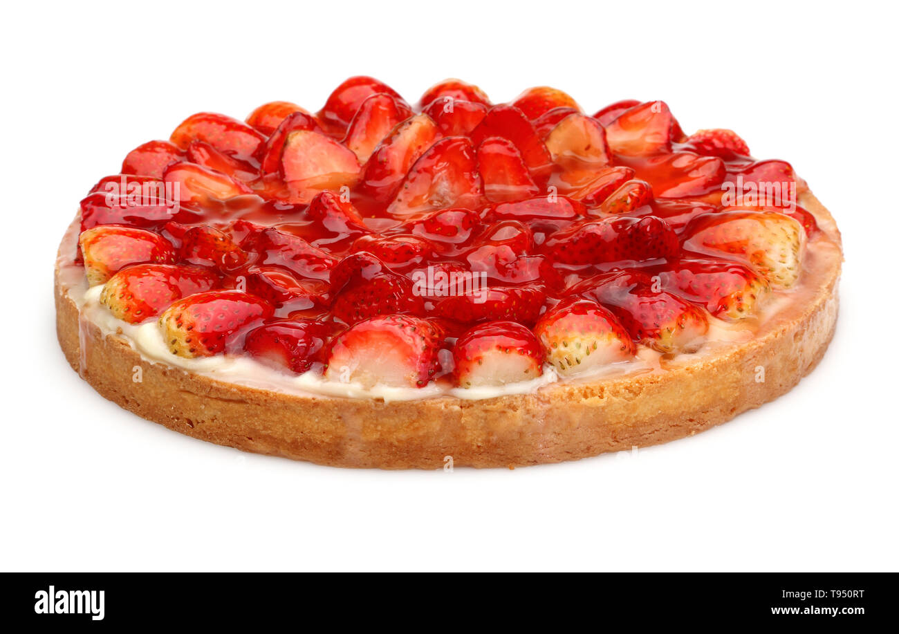 Tarte aux fraises isolé sur fond blanc Banque D'Images