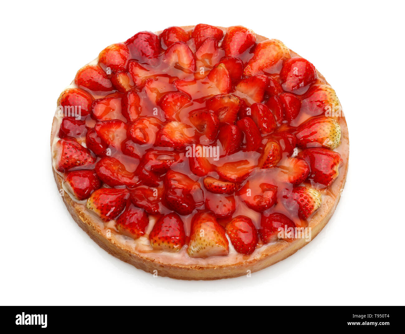 Tarte aux fraises isolé sur fond blanc Banque D'Images