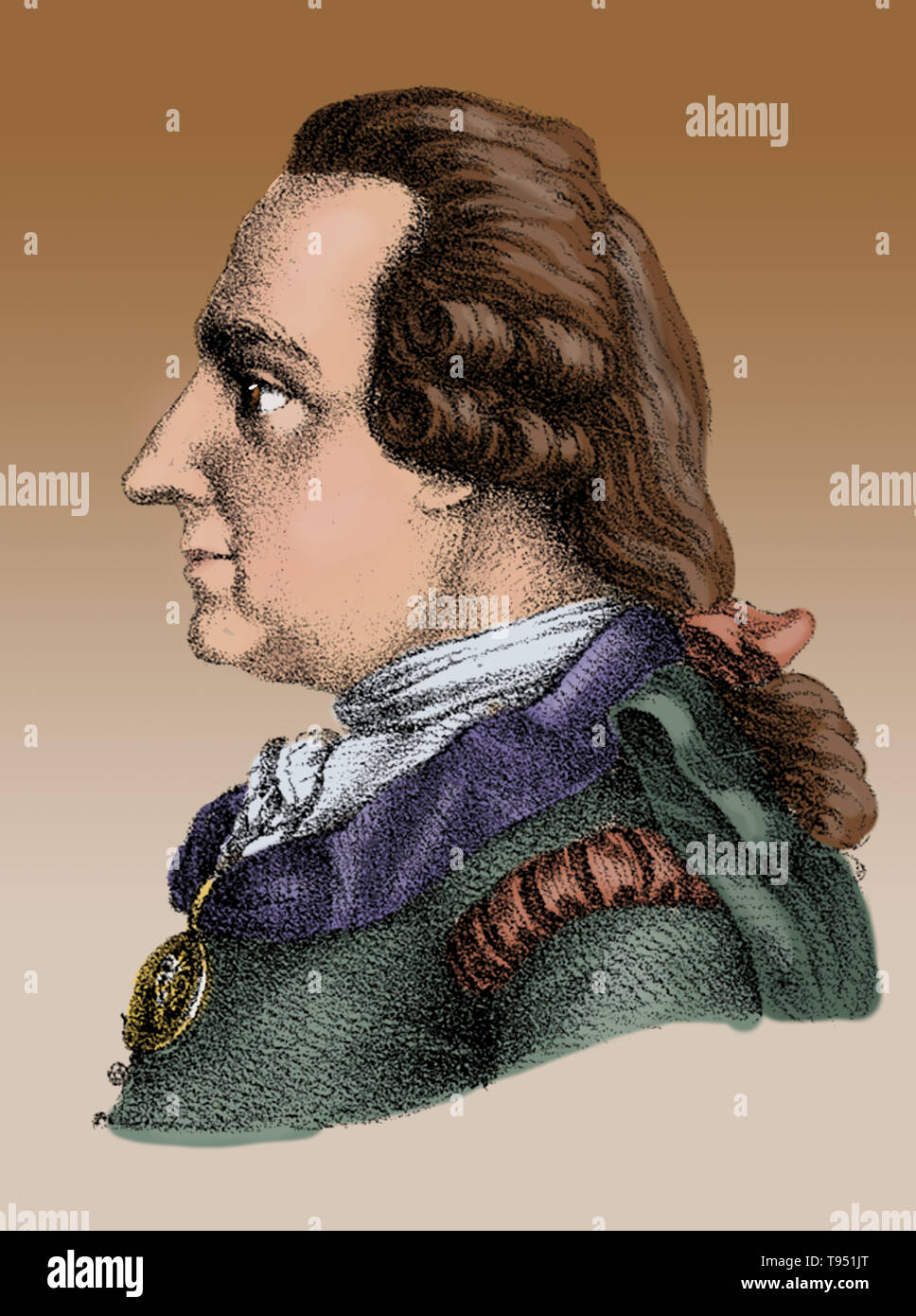 Olaf Torbern Bergman (20 mars 1735 - 8 juillet 1784) était un chimiste et minéralogiste suédois. Il a ensuite enseigné à l'Université d'Uppsala sur la physique et les mathématiques. Il était candidat à la chaire de chimie et de minéralogie, mais ses concurrents le charge d'ignorance du sujet, parce qu'il n'avait jamais écrit sur elle. Il s' enferma dans un laboratoire, et préparé un traité sur la fabrication de l'alun, qui est devenu un ouvrage de référence. Banque D'Images