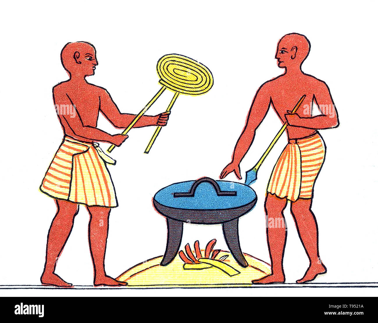 La cuisine de l'Égypte ancienne couvre une période de plus de trois mille ans, mais toujours conservé de nombreux traits uniformes jusqu'à l'époque gréco-romaine. Les agrafes des deux Égyptiens étaient pauvres et riches du pain et de la bière, souvent accompagnée d'oignons, vert-filmé d'autres légumes, et dans une moindre mesure, la viande de gibier et de poisson. La nourriture pourrait être préparé par l'étuvée, la cuisson, d'ébullition, la cuisson, la friture, ou grillage. Banque D'Images
