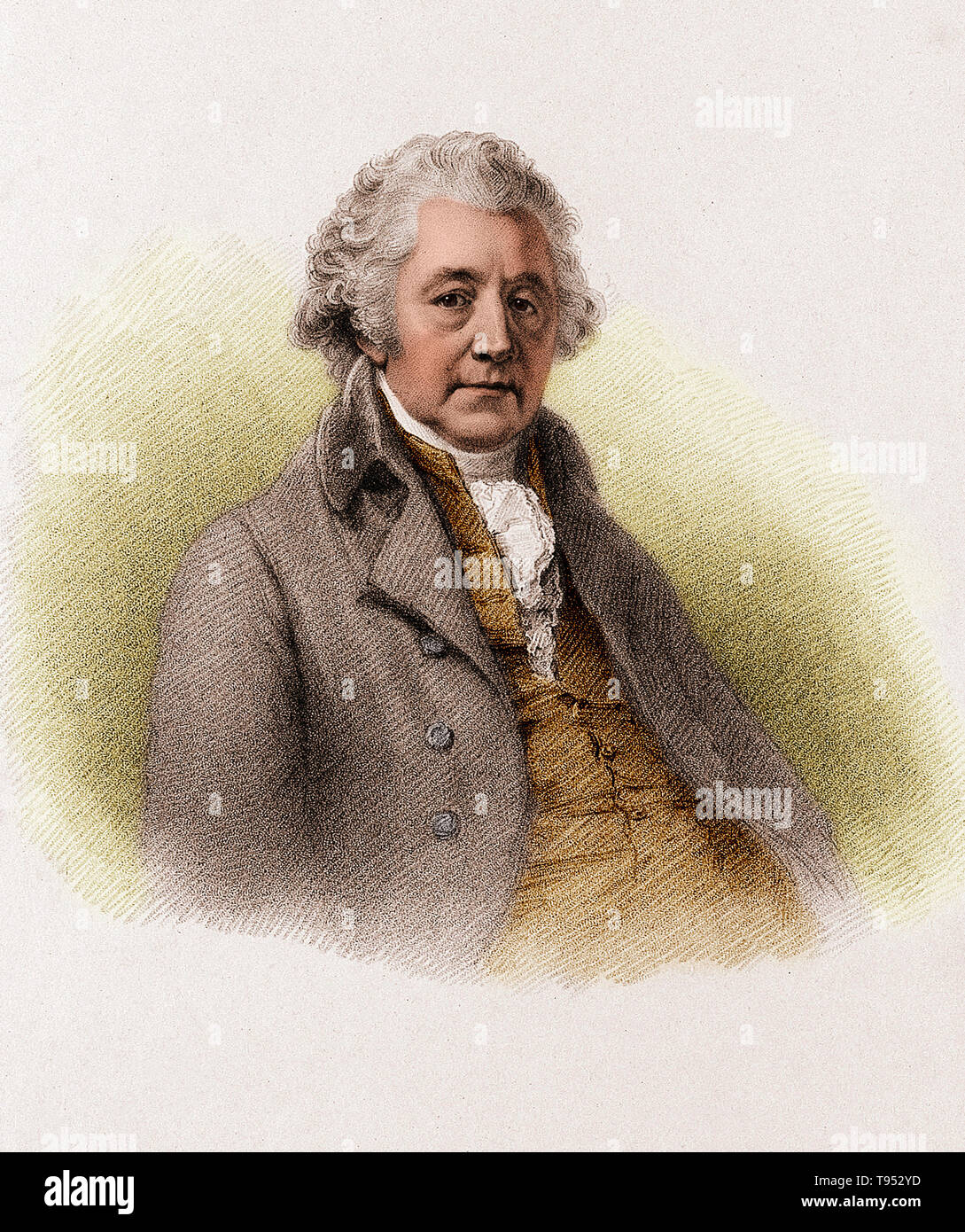 Matthew Boulton. Gravure crépi par A. Cardon, 1812, après W. Evans après Beechey Sir W., 1799. Boulton (3 septembre 1728 - 17 août 1809) était un fabricant et partenaire d'affaires de l'ingénieur écossais James Watt. Il était le fils d'un fabricant de petits Birmingham metal products qui est mort quand Boulton était 31. Il a dirigé et développé l'entreprise, a adopté les techniques les plus récentes et de la plaque en argent, or moulu et d'autres arts décoratifs. Banque D'Images