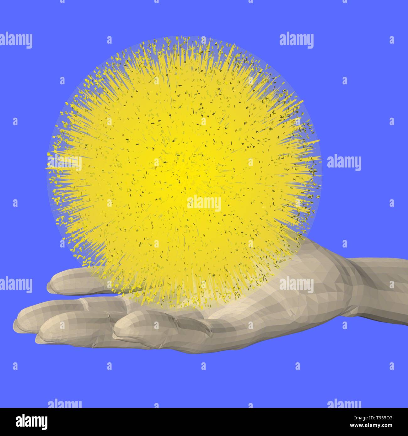 La main de l'homme détient une étoile jaune. Illustration 3D de vecteur. Illustration de Vecteur