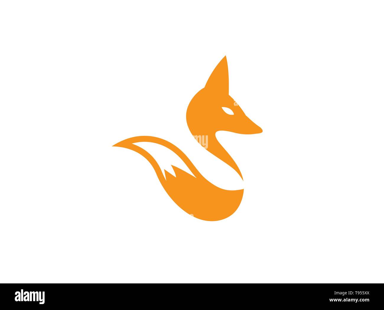 La tête et la queue de renard loup pour la conception de logo Illustration de Vecteur