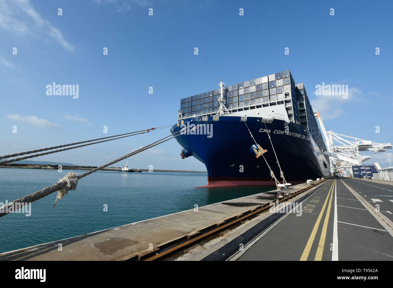 Le Havre (nord-ouest de la France), le 2018/09/06 : inauguration de la CMA CGM Antoine de Saint-Exupéry, France's biggest porte-conteneurs. Inauguration en Banque D'Images