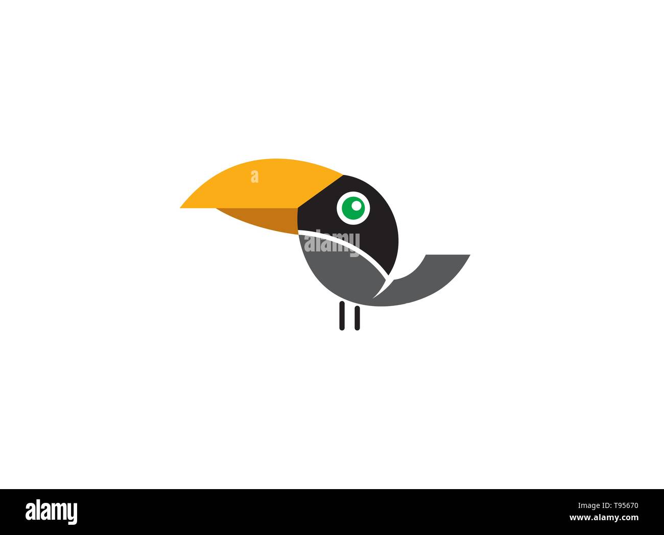 Bec quille toucan oiseau noir à bec jaune pour la conception de logo Illustration de Vecteur