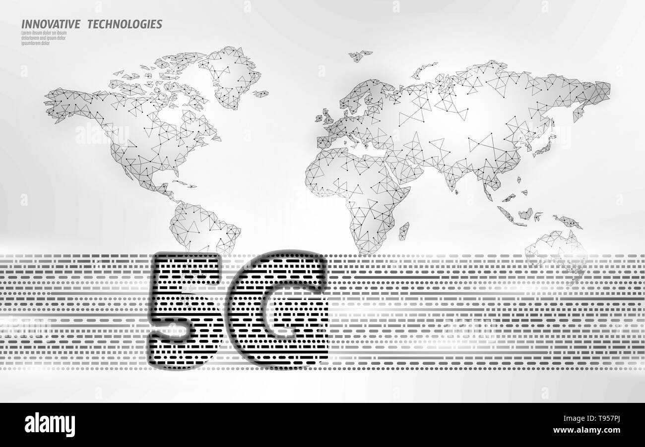 Carte du monde 5G internet web l'émetteur de l'information de connexion. Haut débit mobile cellulaire de l'antenne radio. L'échange de données vector illustration Illustration de Vecteur
