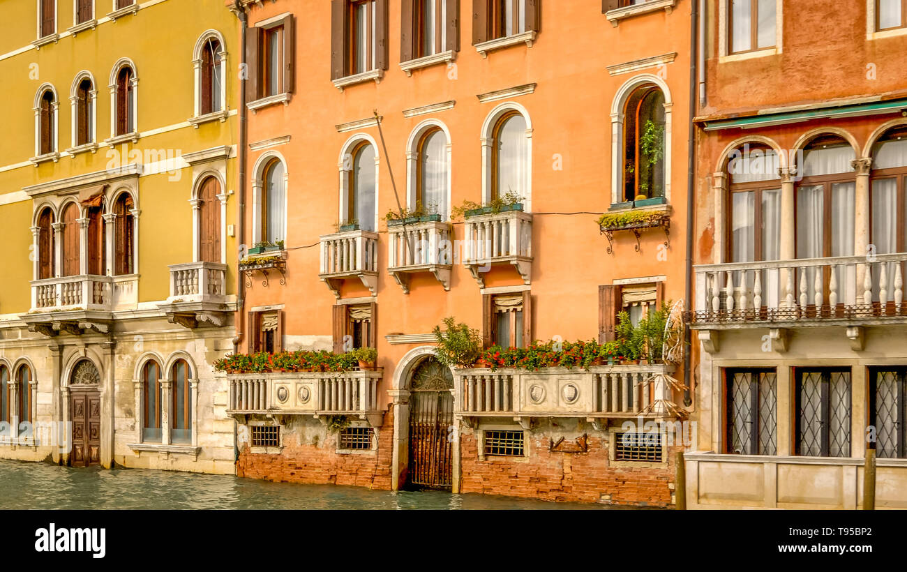 L'Italie, Venise Grand Canal le long de l'Architecture Banque D'Images