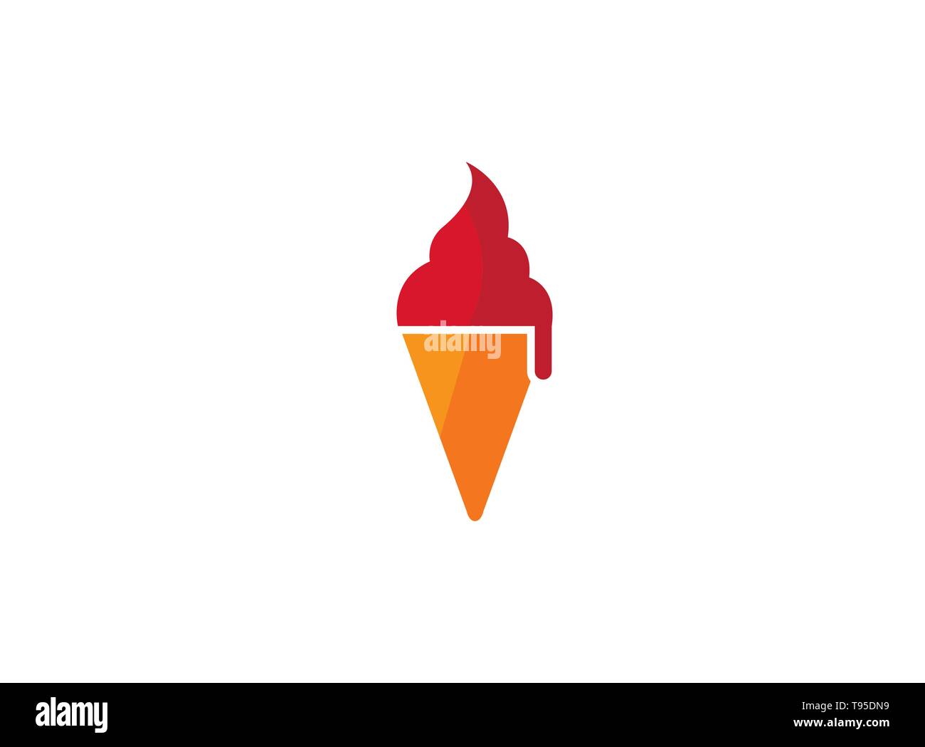 Cône de savoureux de crème glacée à la fraise et chocolat vanille aromatisée avec pour logo design Illustration de Vecteur