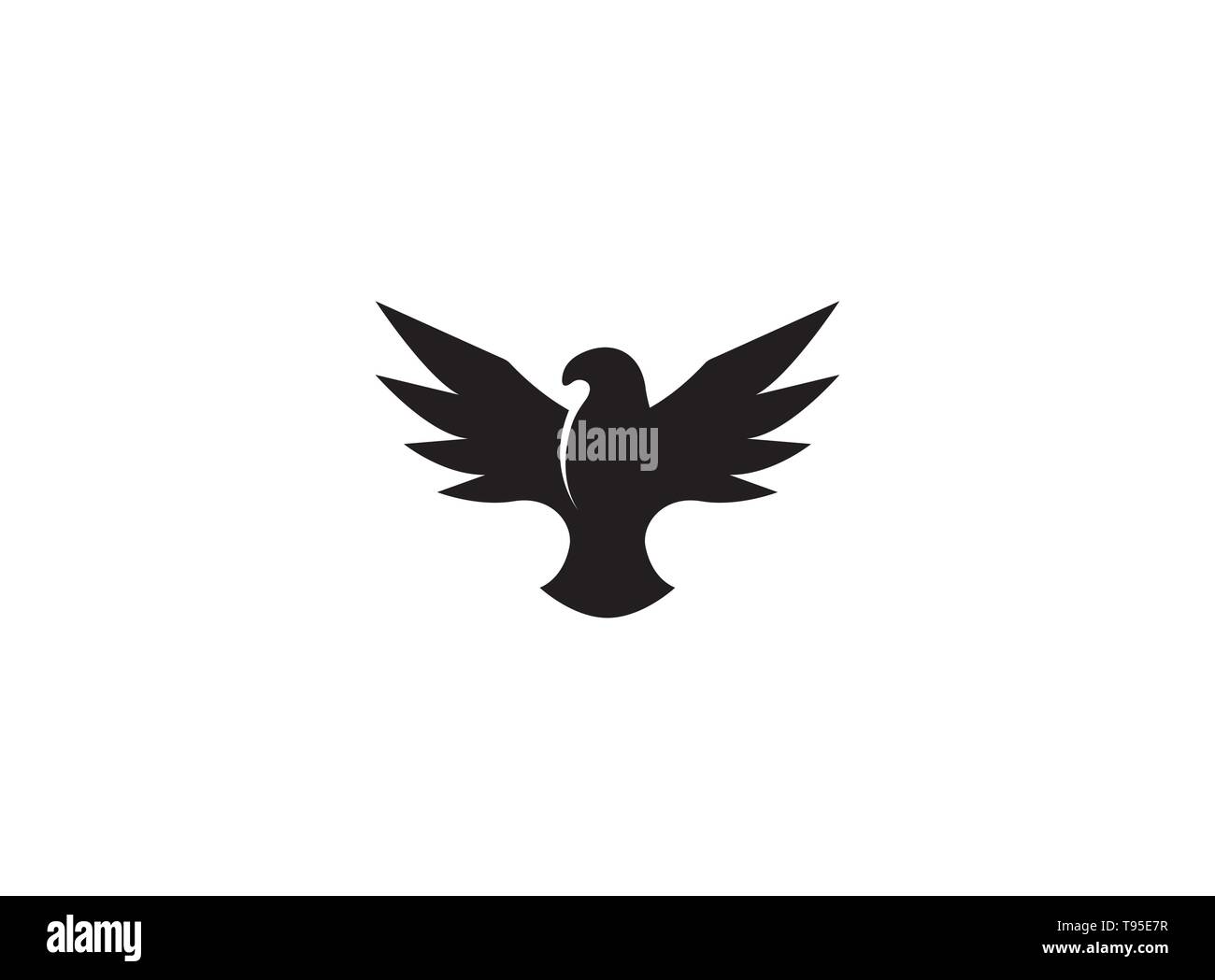 Oiseau Noir Ouvert Eagle Wings Flying Pour Logo Design