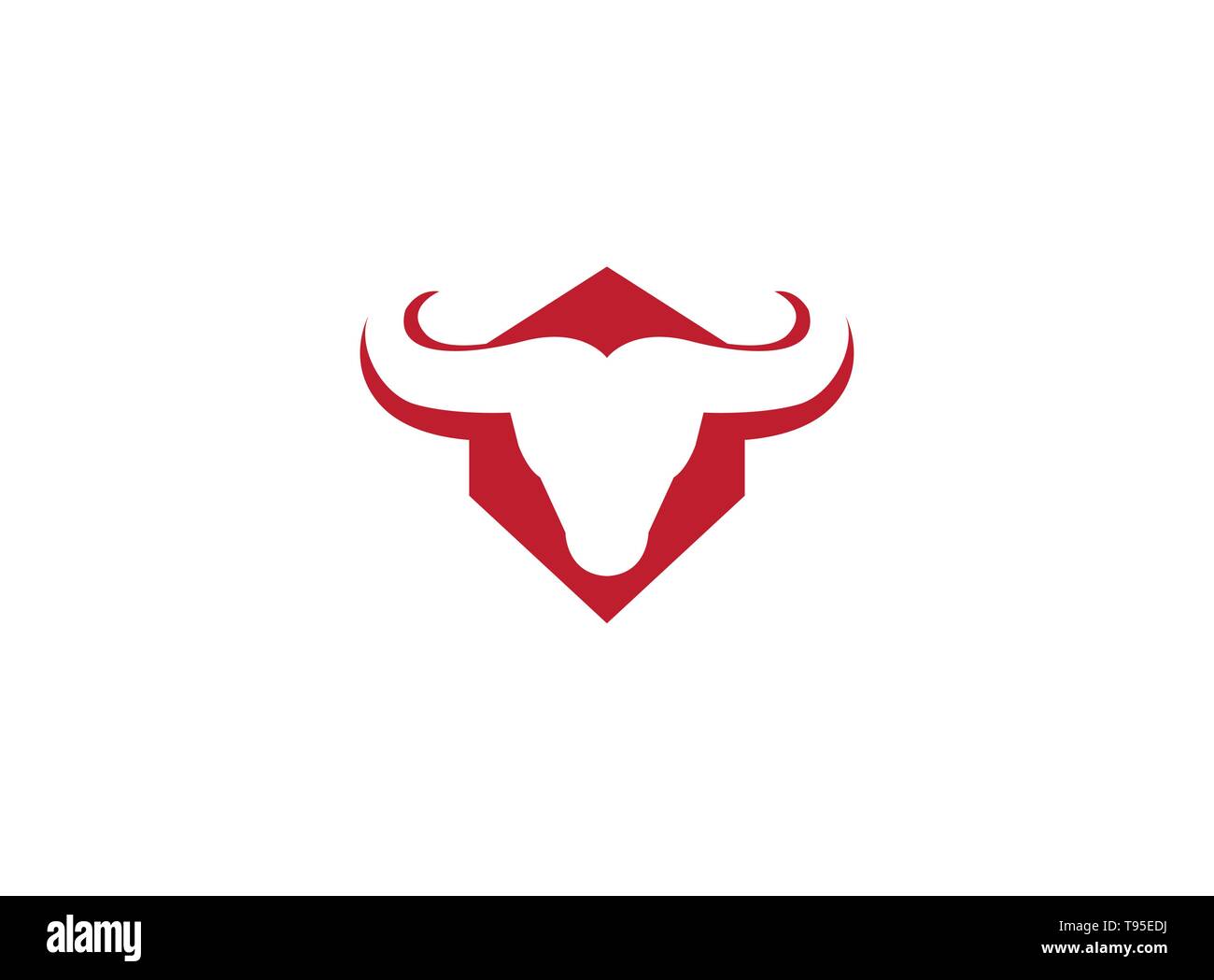 Tête de buffle ou taureau à l'intérieur d'un hexagone rouge symbole pour la conception de logo Illustration de Vecteur