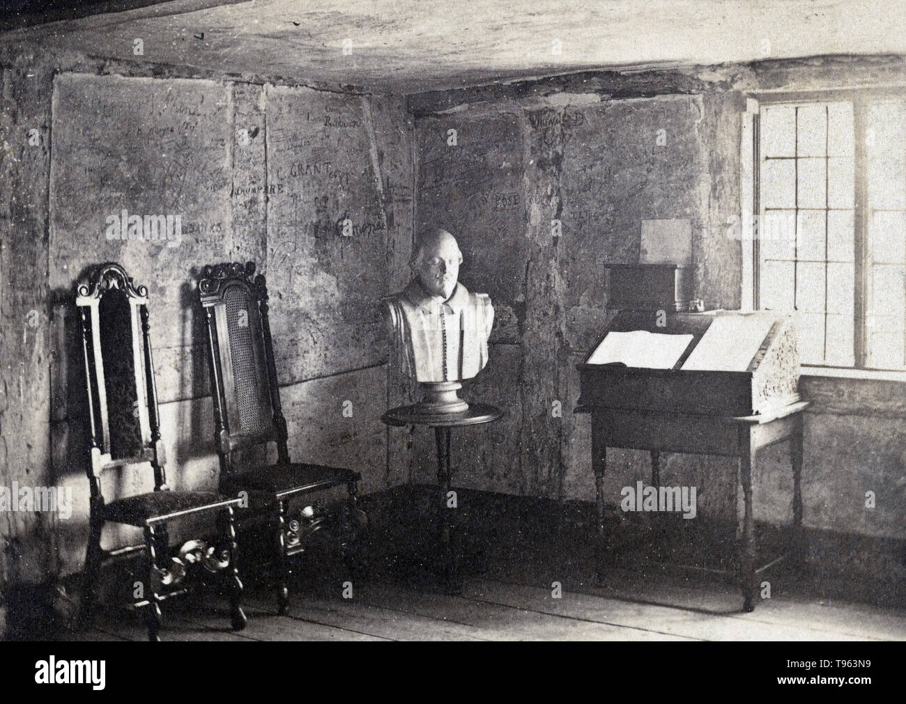 Chambre dans laquelle Shakespeare est né, Stratford-on-Avon. Francis Bedford, photographe (Anglais), ch. 1815 - 1894). À l'albumine argentique, 1865. Banque D'Images