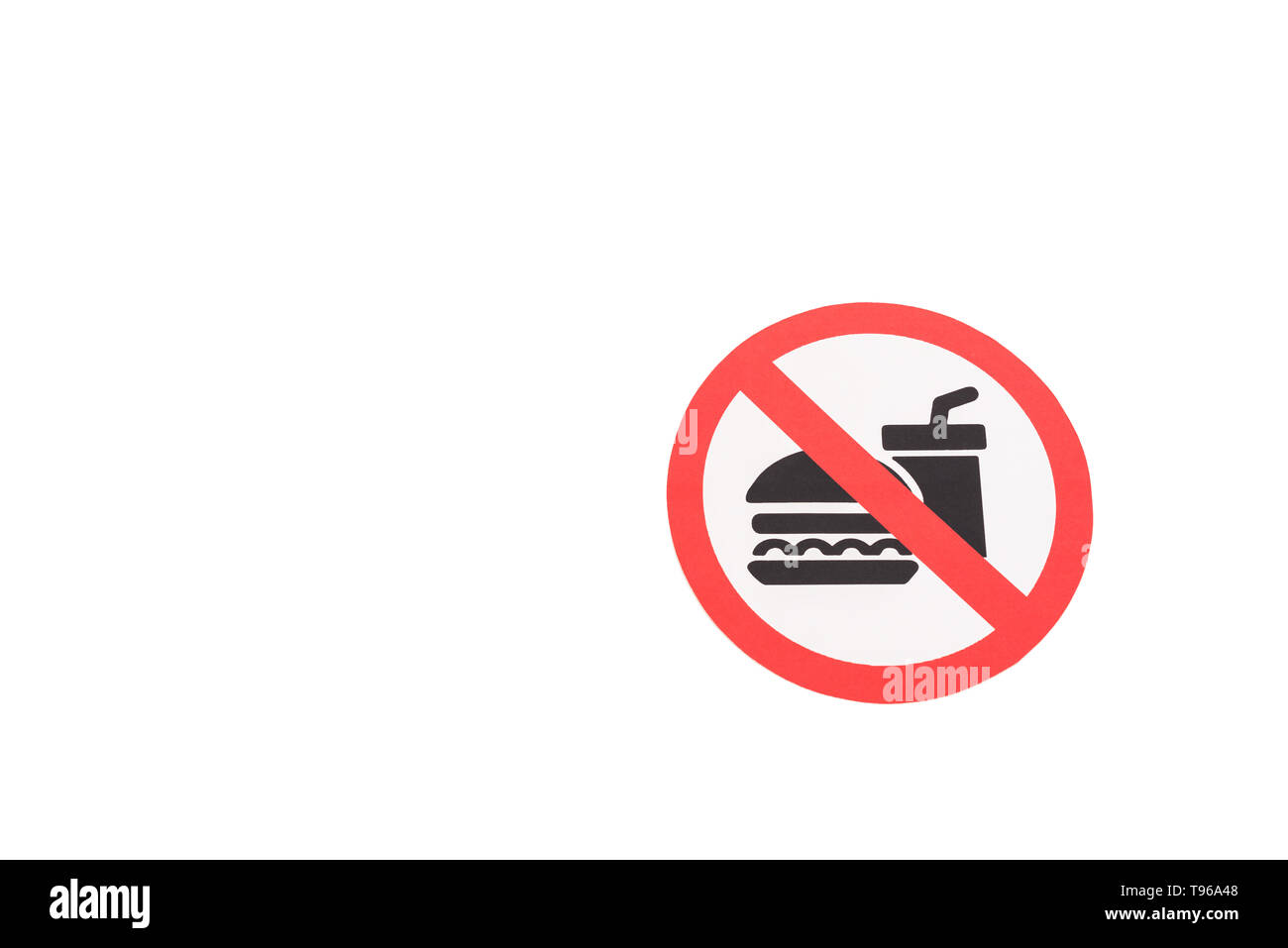Pas de nourriture et boissons sign isolated on white with copy space Banque D'Images Pas de nourriture et boissons sign isolated on white with copy space Banque D'Images