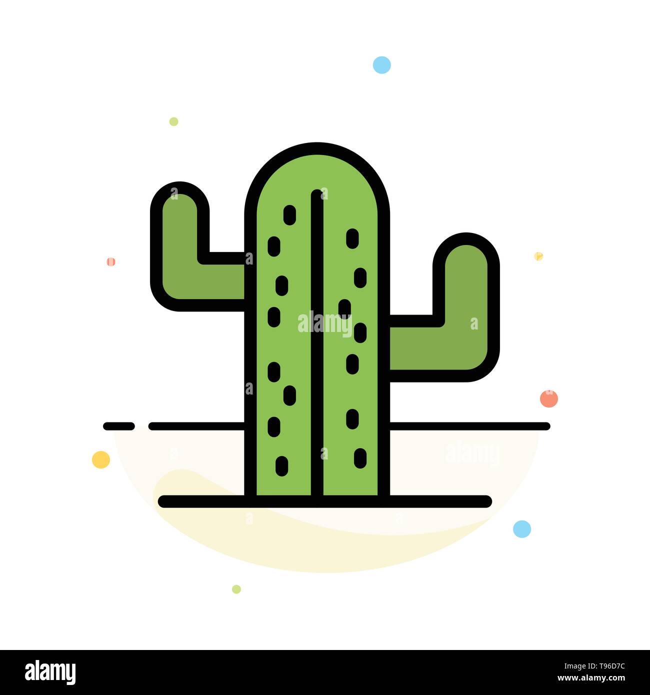 Cactus, USA, usine, télévision abstrait américain modèle Icône Couleur Illustration de Vecteur