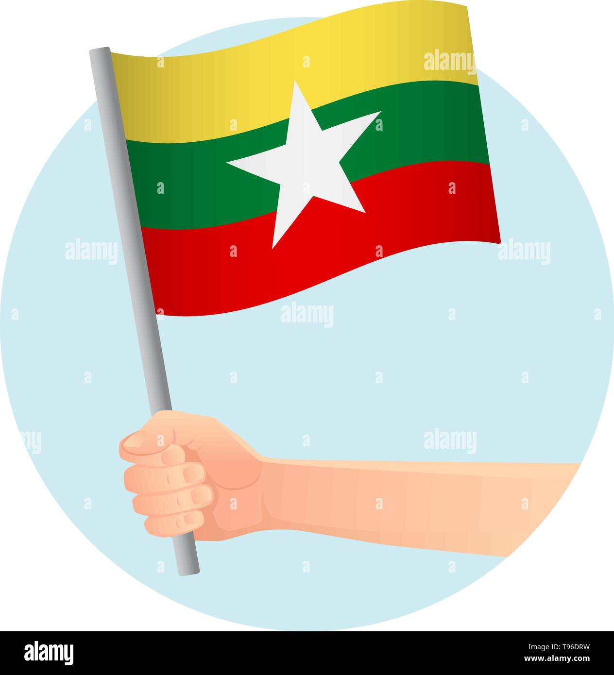 Myanmar drapeau dans la main. Contexte patriotique. Drapeau national du Myanmar vector illustration Illustration de Vecteur