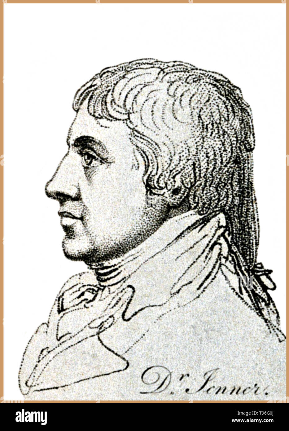 Edward Jenner (Mai 17, 1749 - janvier 26, 1823) était un médecin et scientifique qui a été le pionnier du vaccin antivariolique, le premier vaccin au monde. Son travail aurait sauvé plus de vies que le travail de tous les autres droits de l'homme. Dans la région de Jenner, la variole temps tué environ 10 pour cent de la population, avec le nombre aussi élevé que 20 pour cent dans les villes où l'infection se propager plus facilement. Aucun artiste crédité, vers 1803. Banque D'Images