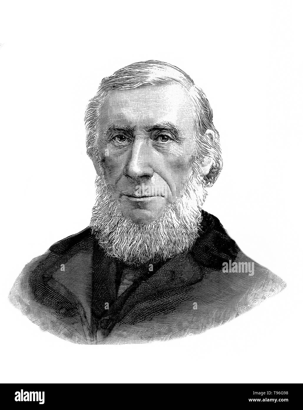 John Tyndall (2 août 1820 - 4 décembre, 1893) était un physicien irlandais et enseignant en médecine. C'est à la fin des années 1850, étudié le Tyndall de l'énergie rayonnante d'action sur les constituants de l'air. En 1893, il est mort d'un surdosage accidentel de l'hydrate de chloral. Il était de 73 ans. La gravure sur bois, 1893, après Elliott & Fry. Banque D'Images