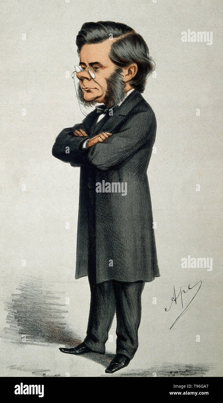 Thomas Henry Huxley (4 mai 1825 - 29 juin 1895) était un biologiste anglais, connu sous le nom de ''Darwin's Bulldog'' pour sa défense de Charles la théorie de l'évolution de Darwin. Huxley's célèbre 1860 Débat avec Samuel Wilberforce a été un moment clé de l'acceptation plus large de l'évolution, et dans sa propre carrière. Huxley a été lente à accepter certaines idées de Darwin, tels que l'étapisme, et était indécis quant à la sélection naturelle, mais malgré cela, il était dans son entier soutien public de Darwin. Banque D'Images