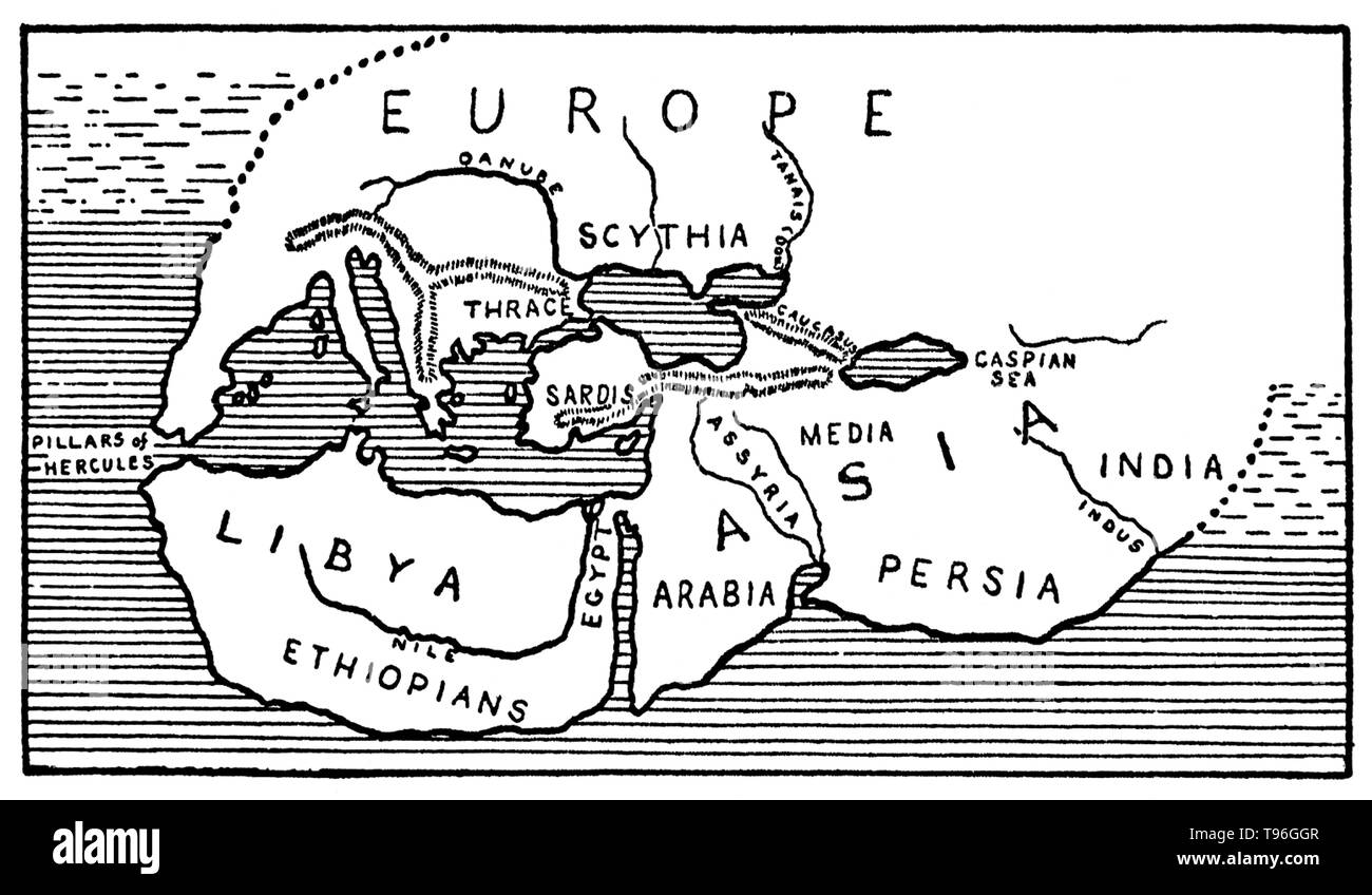 Hérodote (484-425 avant J.-C.) était un historien grec, souvent appelé le père de l'histoire. Son histoire de l'invasion de la Grèce par l'Empire perse est la première tentative de l'histoire narrative et fut le début de l'histoire de l'Ouest tous par écrit. Banque D'Images