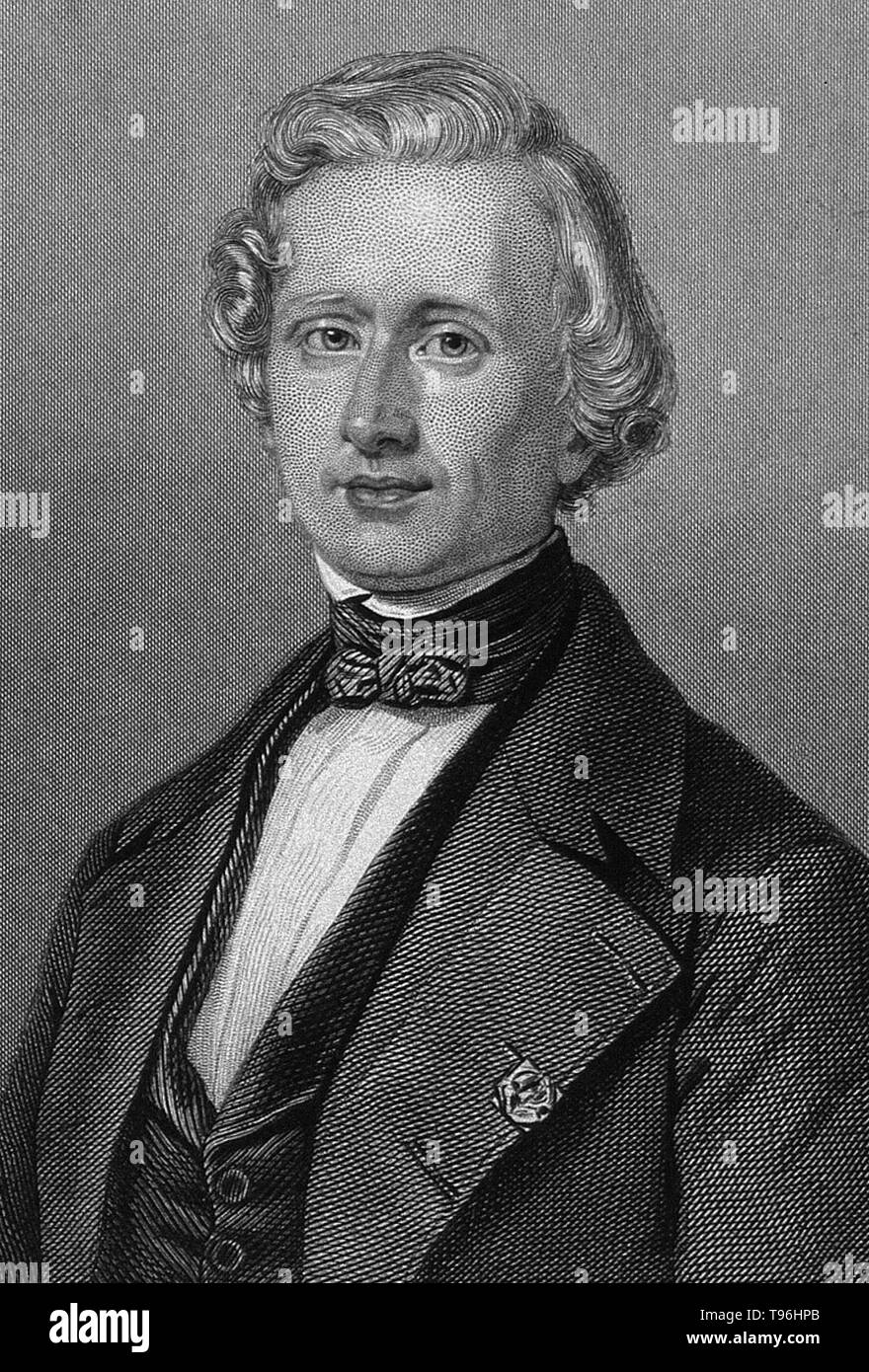 Urbain Jean Joseph Le Verrier (11 mars 1811 - 23 septembre 1877) était un mathématicien français spécialisé en mécanique céleste. Il a étudié à l'École Polytechnique. Il a brièvement étudié la chimie en vertu de Gay-Lussac, mais mis à l'astronomie, en particulier la mécanique céleste, et a accepté un poste à l'Observatoire de Paris. Il a passé la plus grande partie de sa vie professionnelle, et il a fini par devenir directeur de l'institution qui, de 1854 à 1870 et de nouveau de 1873 à 1877. Banque D'Images