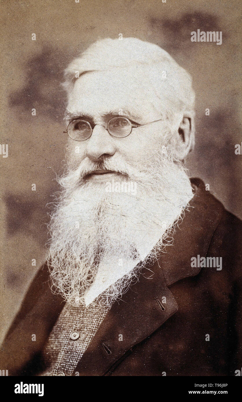 Alfred Russel Wallace (8 janvier 1823 - 7 novembre 1913) était un naturaliste, géographe, explorateur, anthropologue et biologiste. Il est surtout connu pour proposer de façon indépendante une théorie de l'évolution due à la sélection naturelle qui a poussé Charles Darwin à publier sa propre théorie. Il était considéré comme le plus grand expert du xixe siècle sur la répartition géographique des espèces animales et est parfois appelé le ''père'' de la biogéographie. Banque D'Images
