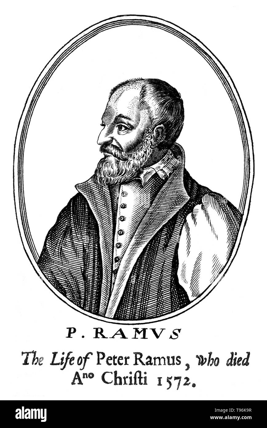 Petrus Ramus (1515 - 26 août 1572) était un humaniste français, logicien, l'éducation et réformateur. Il a acquis de l'admission à l'âge de douze ans, au Collège de Navarre, travaillant comme un serviteur. Une réaction contre la scolastique était en pleine marée basse, à un temps de transition pour l'aristotélisme. Une question centrale de son anti-Aristotélisme est née d'un souci de pédagogie. Banque D'Images