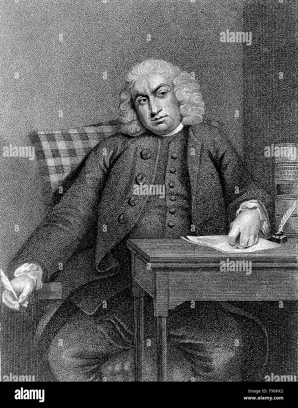 Samuel Johnson (Septembre 18, 1709 - décembre 13, 1784), souvent appelé le Dr Johnson, est un auteur anglais qui a fait des contributions durables à la littérature anglaise en tant que poète, essayiste, moraliste, critique littéraire, biographe, éditeur et lexicographe. Johnson a été une ardente Anglicane et engage les conservateurs. Il est l'objet de James Boswell, la vie de Samuel Johnson. Banque D'Images
