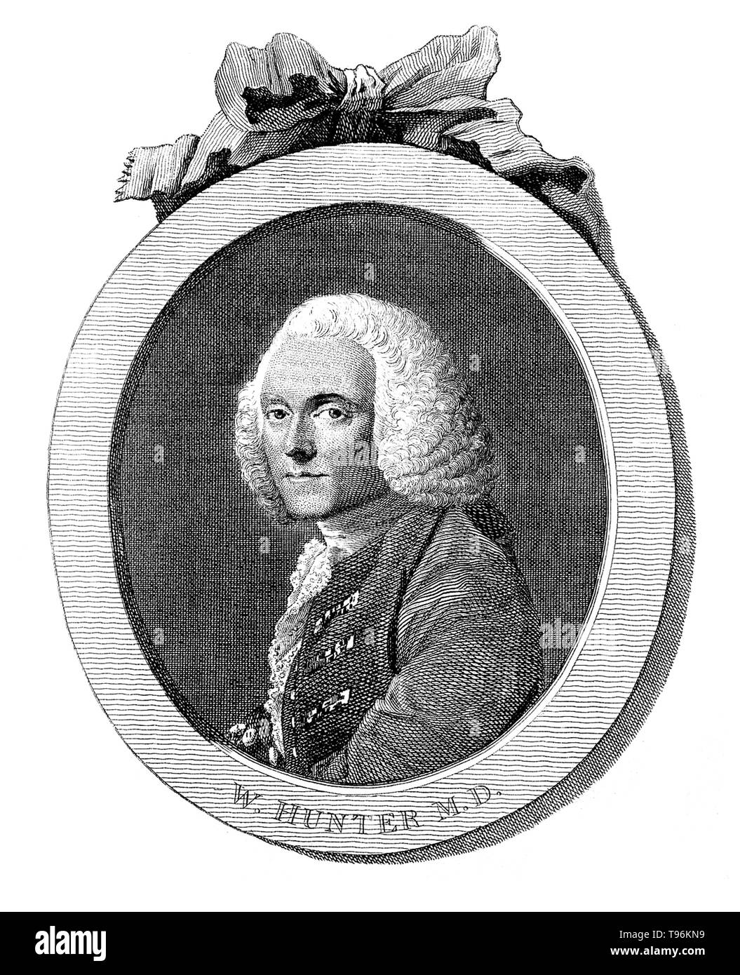William Hunter (23 mai 1718 - 30 mars 1783) était un médecin et anatomiste écossais. Hunter est devenu élève résident à William Smellie et il a été formé à l'anatomie à la St George's Hospital, Londres, spécialisée en obstétrique. Ses manières courtoises et sensé jugement lui ont permis d'avancer jusqu'à ce qu'il devint le premier consultant en obstétrique de Londres. D'orthopédistes il est célèbre pour ses études sur l'os et du cartilage. Banque D'Images