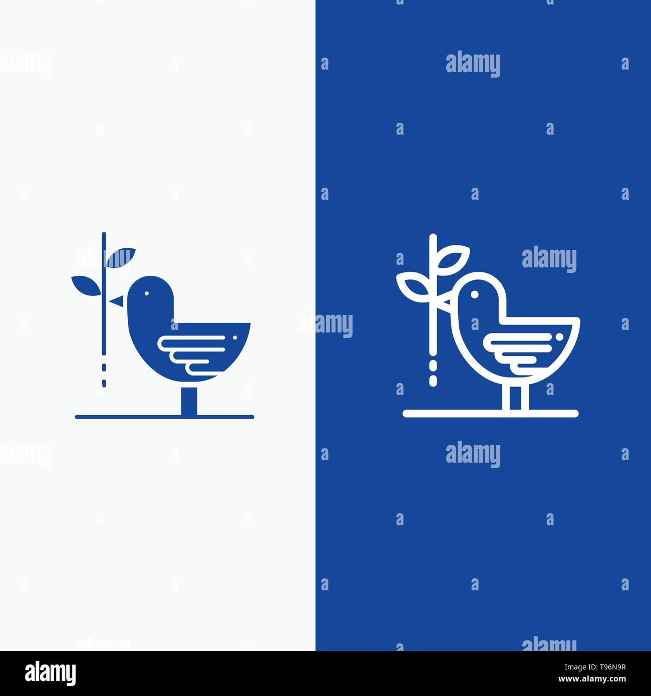 Accord, Dove, l'amitié, l'harmonie, le pacifisme et l'icône Ligne Glyph bandeau bleu solide et glyphe ligne icône solide bandeau bleu Illustration de Vecteur