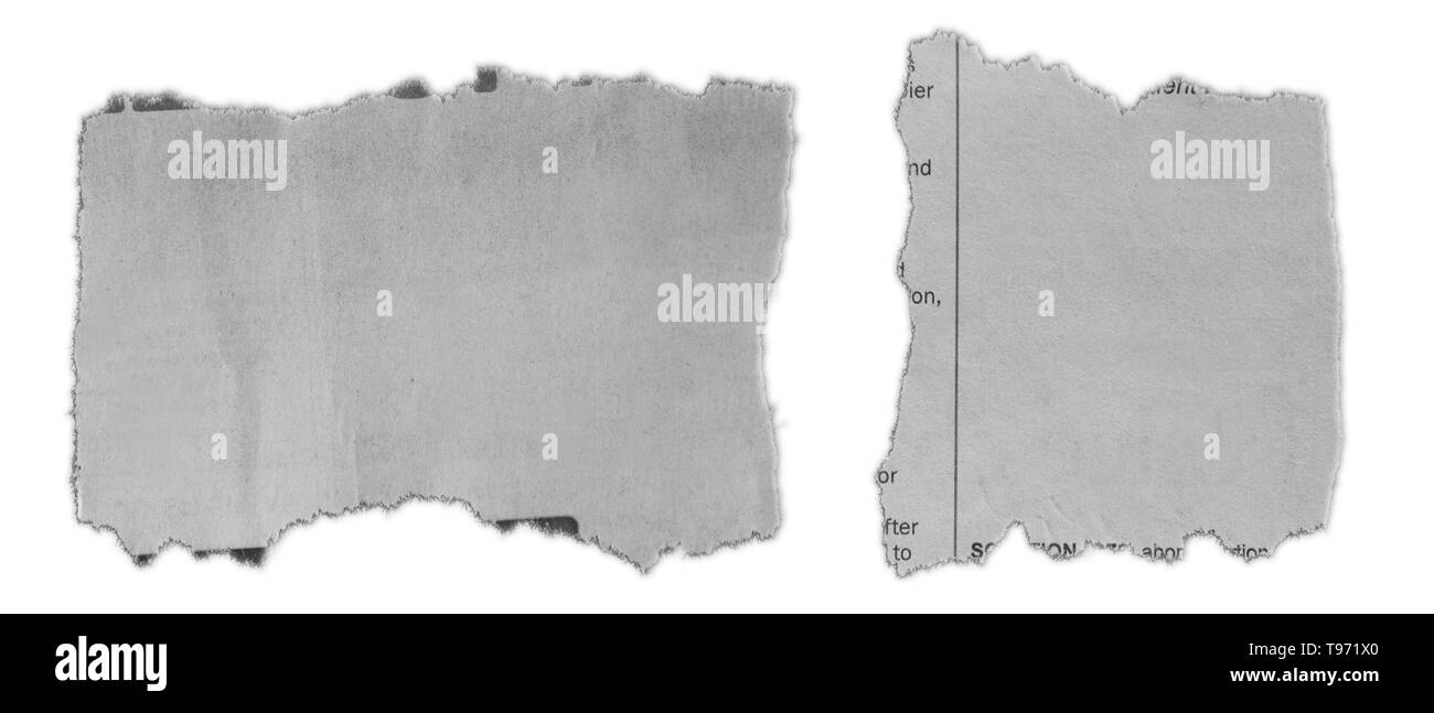 Morceaux de papier déchiré sur fond uni Banque D'Images