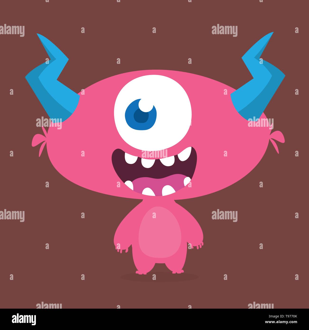 Surpris cute cartoon monster icône. Vector monster Mascot. Conception pour l'Halloween ou l'autocollant de l'emblème Illustration de Vecteur